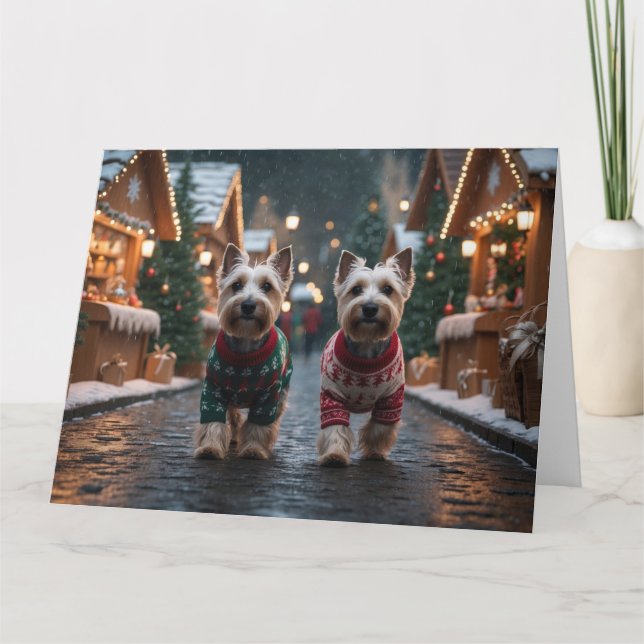 Scottish Terrier Dogs Christmas Holiday Karte (Vorderseite)
