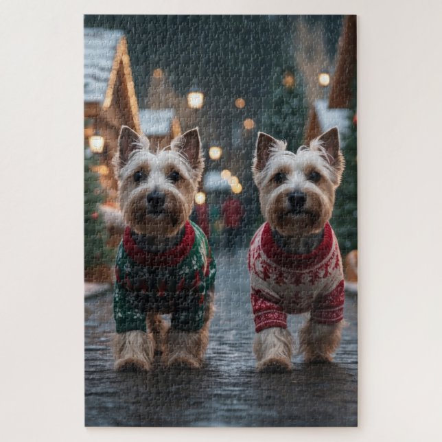 Scottish Terrier Dogs Christmas Snow Holiday Puzzle (Vertikal)
