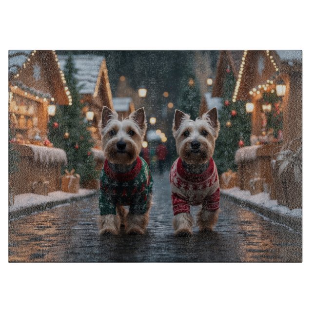 Scottish Terrier Dogs Christmas Snow Holiday Schneidebrett (Vorderseite)