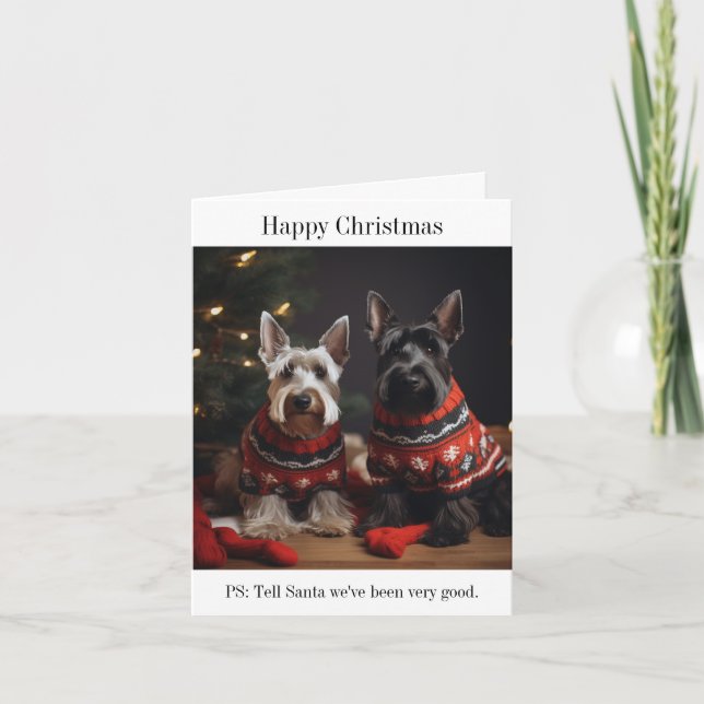 Scottish Terrier Dogs Happy Christmas Card Karte (Vorderseite)