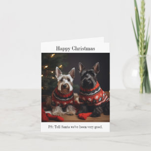 Scottish Terrier Dogs Happy Christmas Card Karte