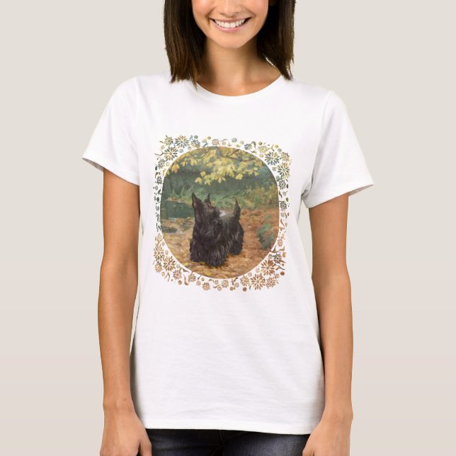 Scottish Terrier Fall Saisondesign T-Shirt (Vorderseite)