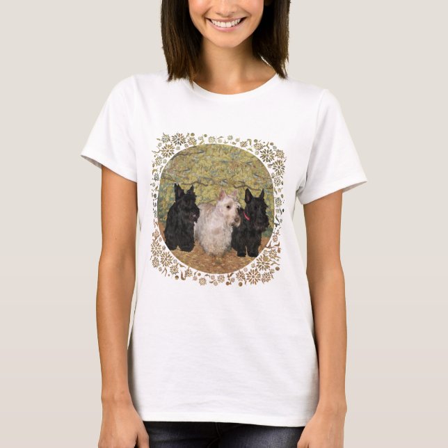 Scottish Terrier Fall Saisondesign T-Shirt (Vorderseite)