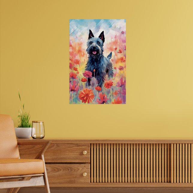 Scottish Terrier farbige Aquarellbilder Poster (Wohnzimmer 2)