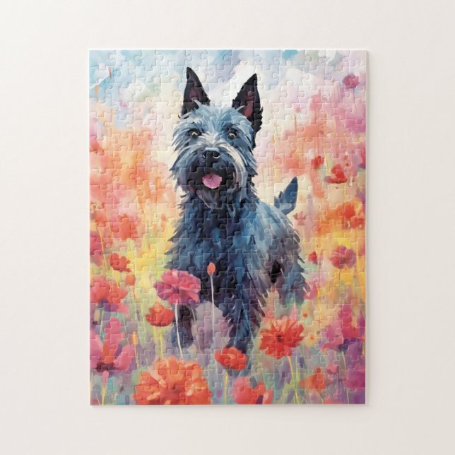 Scottish Terrier farbige Aquarellbilder Puzzle (Vertikal)