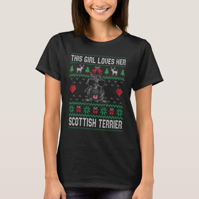 Scottish Terrier Girl Cool Ugly Christmas for Dog  T-Shirt (Vorderseite)