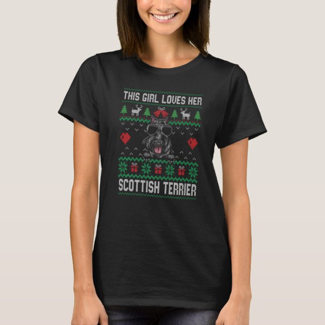 Scottish Terrier Girl Cool Ugly Christmas for Dog  T-Shirt (Vorderseite)
