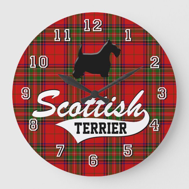 Scottish Terrier Große Wanduhr (Vorderseite)
