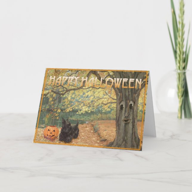Scottish Terrier Halloween Karte (Vorderseite)