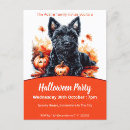 Scottish Terrier Halloween-Party Einladungspostkarte