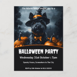 Scottish Terrier Halloween-Party Einladungspostkarte