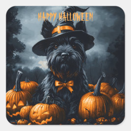 Scottish Terrier Halloween Quadratischer Aufkleber