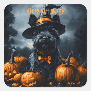 Scottish Terrier Halloween Quadratischer Aufkleber