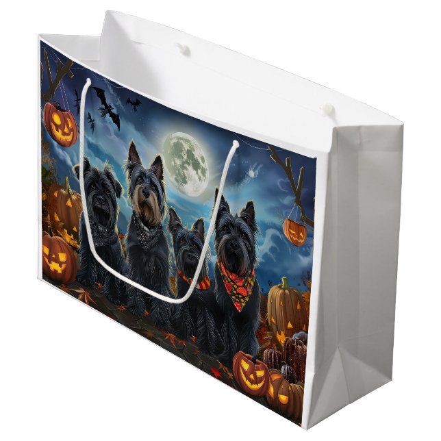 Scottish Terrier Halloween Spooky Große Geschenktüte (Vorderseite Schrägansicht)