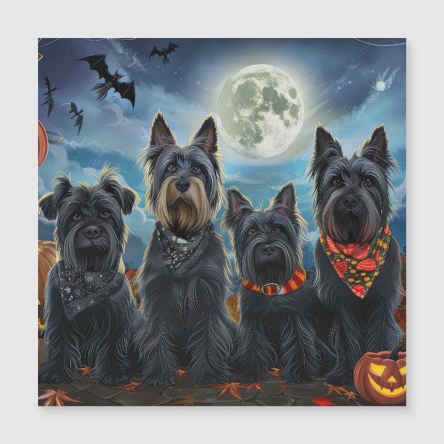 Scottish Terrier Halloween Spooky Magnetkarte (Vorderseite)