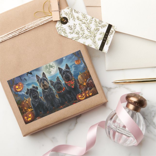 Scottish Terrier Halloween Spooky Rechteckiger Aufkleber (Schenken)