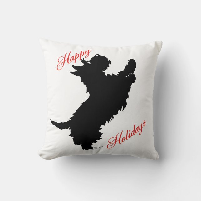 Scottish Terrier Happy Holidays Kissen (Vorderseite)