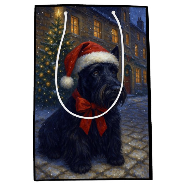 Scottish Terrier Holiday Card Mittlere Geschenktüte (Vorderseite)