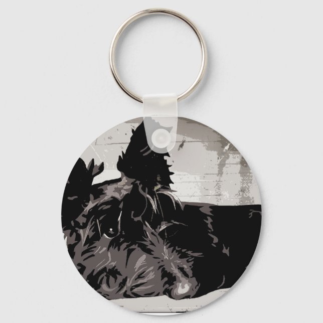 Scottish Terrier Hund Keyring Schlüsselanhänger (Vorderseite)