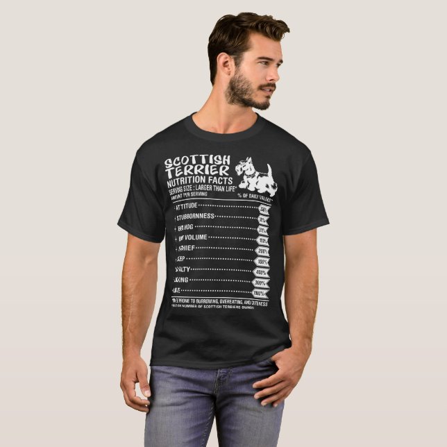 Scottish-Terrier-Hundenahrungs-Tatsachen-T-Shirt T-Shirt (Vorne ganz)