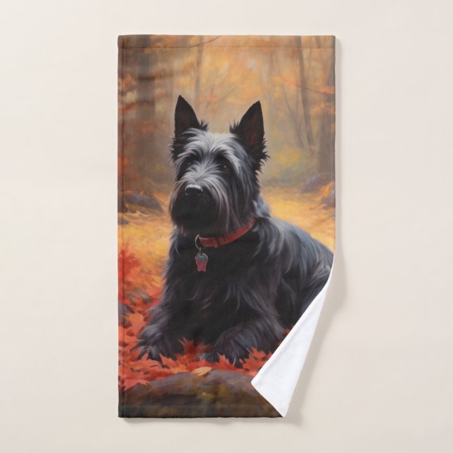 Scottish Terrier im Herbst Leaves Fall Inspiriert Badhandtuch Set (Handtuch)