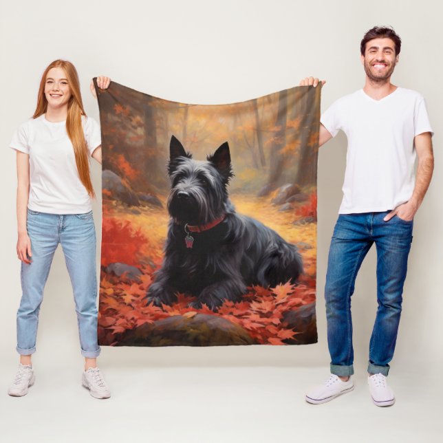 Scottish Terrier im Herbst Leaves Fall Inspiriert Fleecedecke (Beispiel)