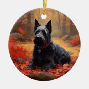 Scottish Terrier im Herbst Leaves Fall Inspiriert Keramik Ornament