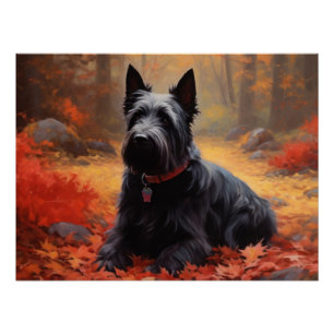 Scottish Terrier im Herbst Leaves Fall Inspiriert Poster