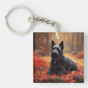 Scottish Terrier im Herbst Leaves Fall Inspiriert Schlüsselanhänger