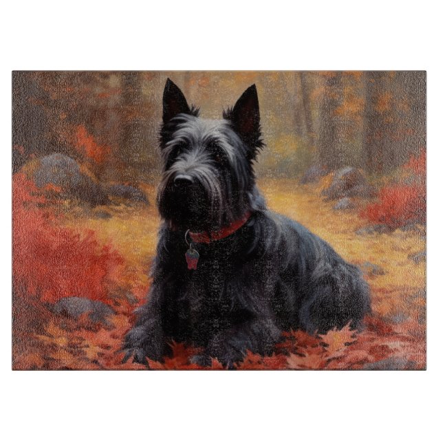 Scottish Terrier im Herbst Leaves Fall Inspiriert Schneidebrett (Vorderseite)