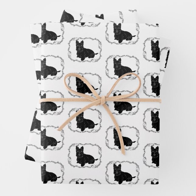 Scottish Terrier in keltischen Rahmen Geschenkpapier Set (Beispiel)