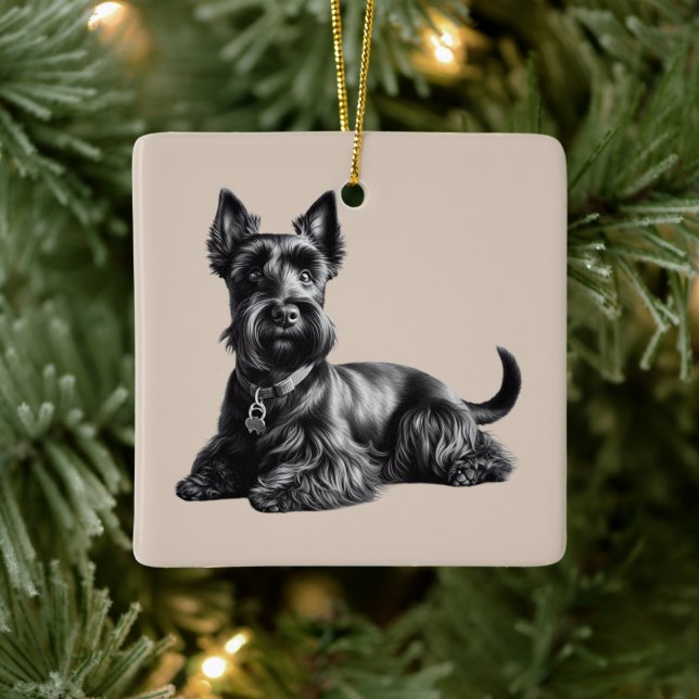 Scottish Terrier in Keramikornament (Baum)
