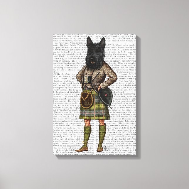 Scottish Terrier in Kilt Leinwanddruck (Vorderseite)