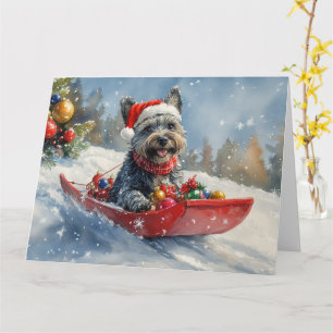 Scottish Terrier in Sledge Let it Snow Christmas Karte