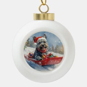 Scottish Terrier in Sledge Let it Snow Christmas Keramik Kugel-Ornament