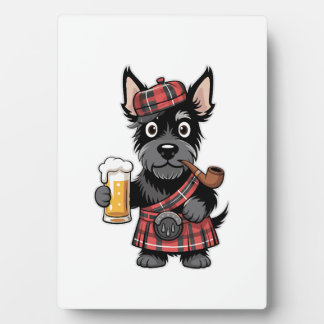 Scottish Terrier in Tartan Kilt with Beer and Pipe Fotoplatte