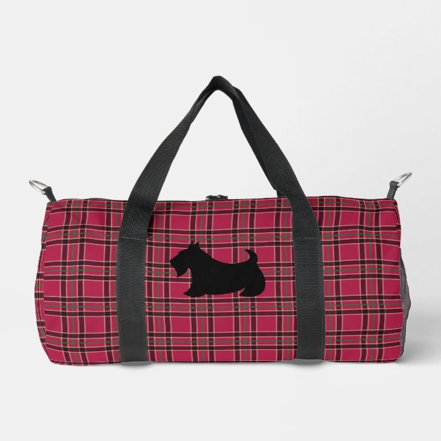 Scottish Terrier Kariert Duffel Bag Gift Duffle Bag (Vorderseite)