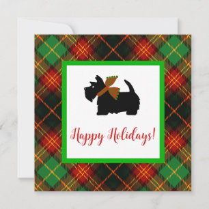 Scottish Terrier Kariert Holiday Greeting Card