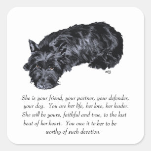 Scottish Terrier Keepake — FEMALE Quadratischer Aufkleber