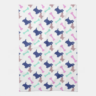 Scottish-Terrier-Knochen wählen Farbehundetuch 2 Handtuch