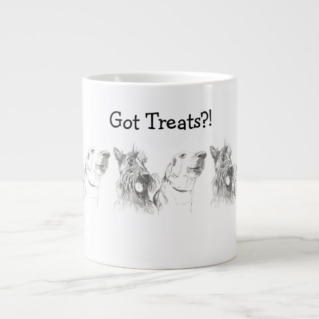 Scottish Terrier Labrador Friends Ink Zeichnend Jumbo-Tasse (Vorderseite)