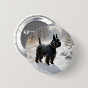 Scottish Terrier Let It Snow Christmas Button