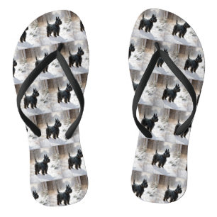Scottish Terrier Let It Snow Christmas Flip Flops