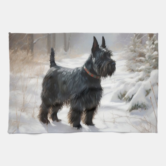 Scottish Terrier Let It Snow Christmas Geschirrtuch (Horizontal)