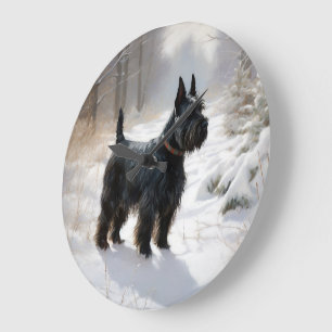 Scottish Terrier Let It Snow Christmas Große Wanduhr