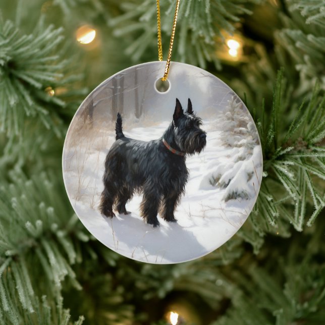 Scottish Terrier Let It Snow Christmas Keramik Ornament (Baum)