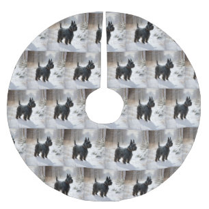 Scottish Terrier Let It Snow Christmas Polyester Weihnachtsbaumdecke