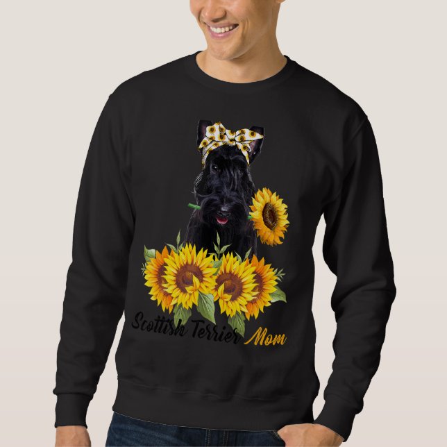 Scottish Terrier Mama Sunflower Summer Dog Mama Ma Sweatshirt (Vorderseite)