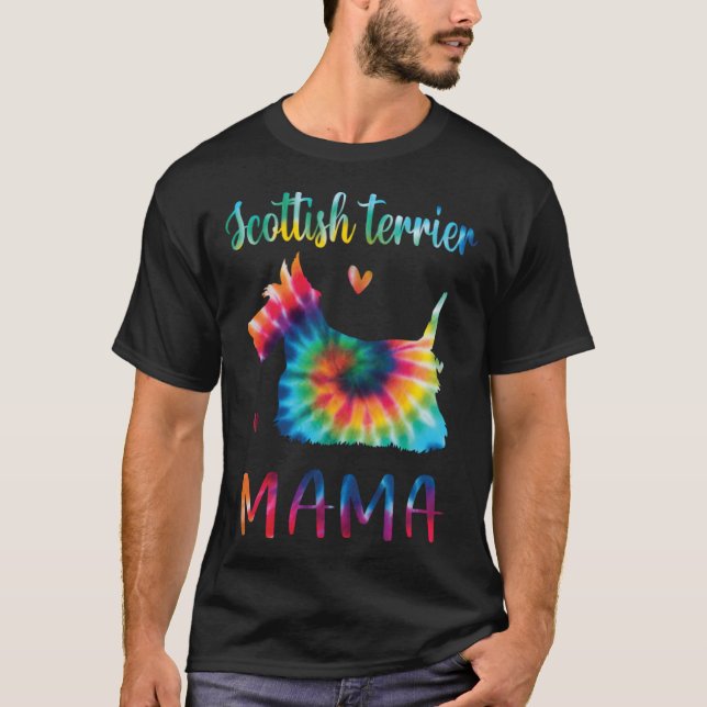 Scottish Terrier Mama Tie Dye Dog Mom Mothers Day T-Shirt (Vorderseite)