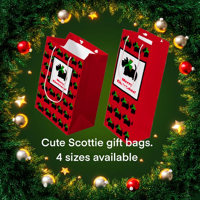 Scottish Terrier Merry Christmas Geschenktüte Für Weinflaschen (Cheerful Scottish Terriers are back!)